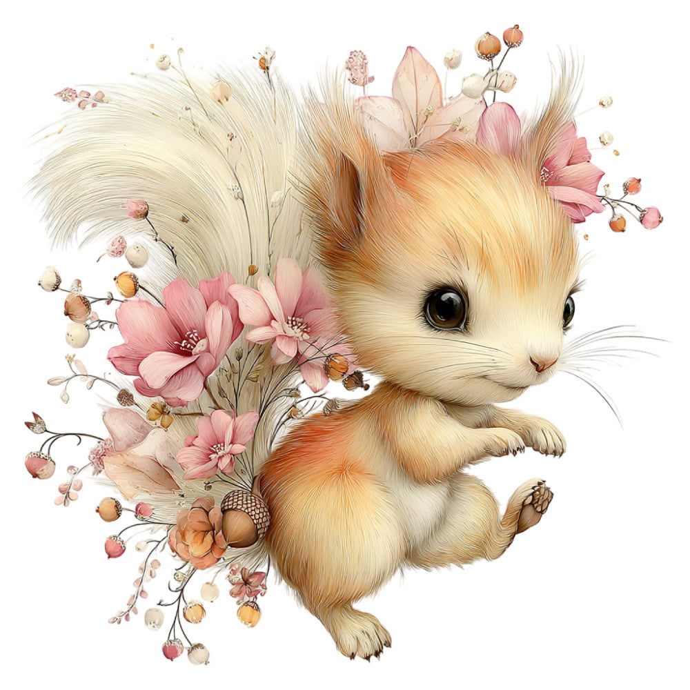 Whimsical Summer Squirrel Fabric Panel 15