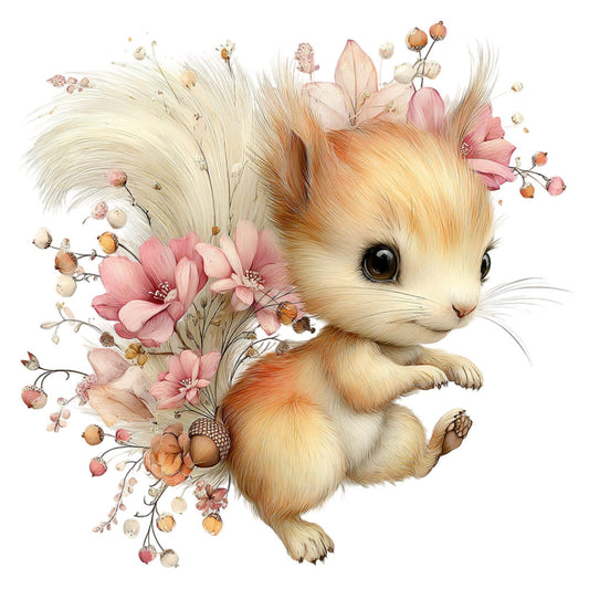 Whimsical Summer Squirrel Fabric Panel 15