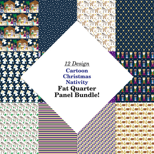 Cartoon Christmas Nativity Fat Quarter Bundle