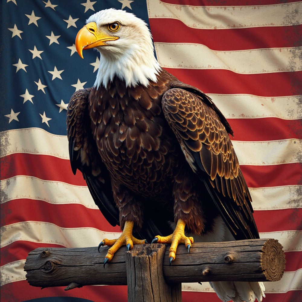 Patriotic Eagle with Flag Fabric Panel 1