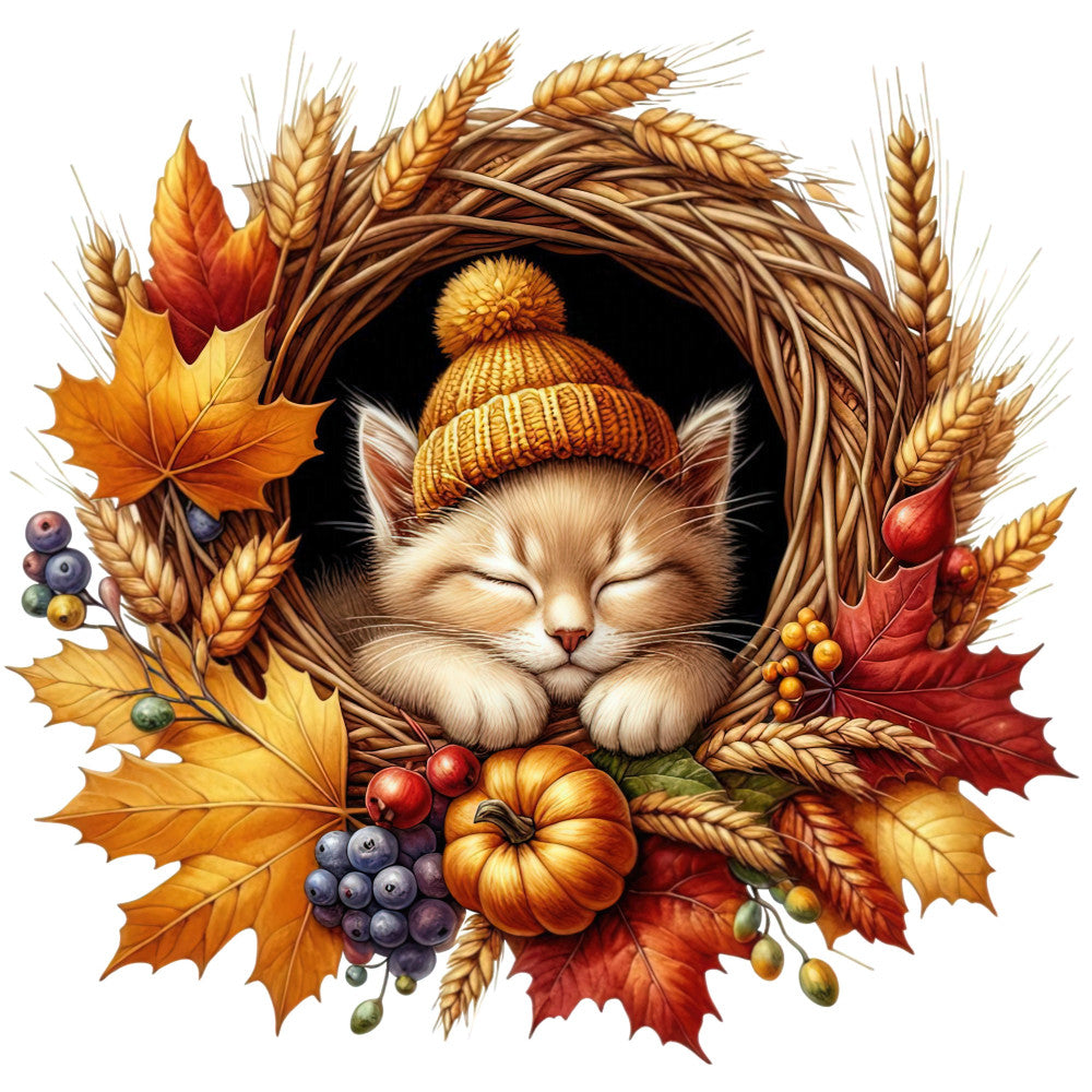 Autumn Cats Fabric Panel 32