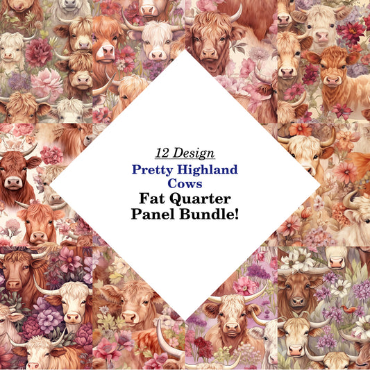 Pretty Highland Cows Fat Quarter Bundle