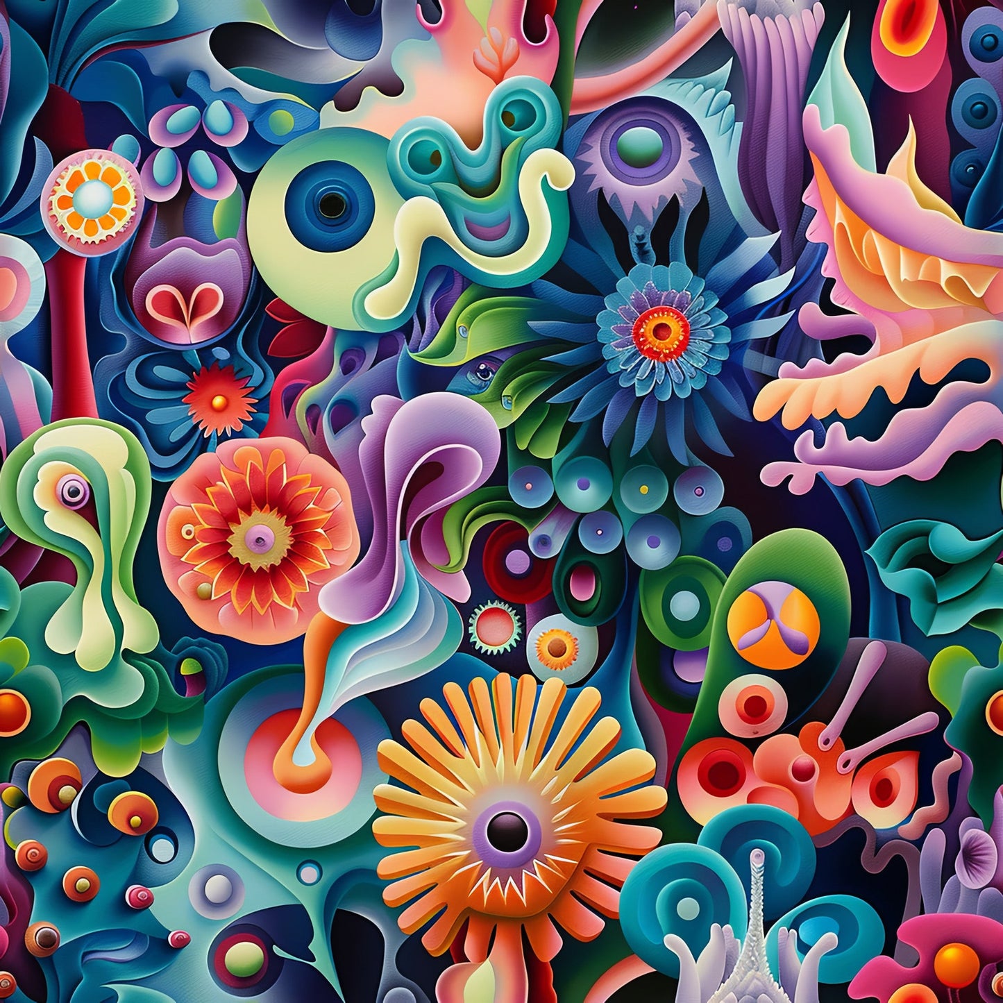 Daily Deal: Psychedelic Painting Pattern 10 Quilting Cotton Fabric - 45" x 1 Yard"