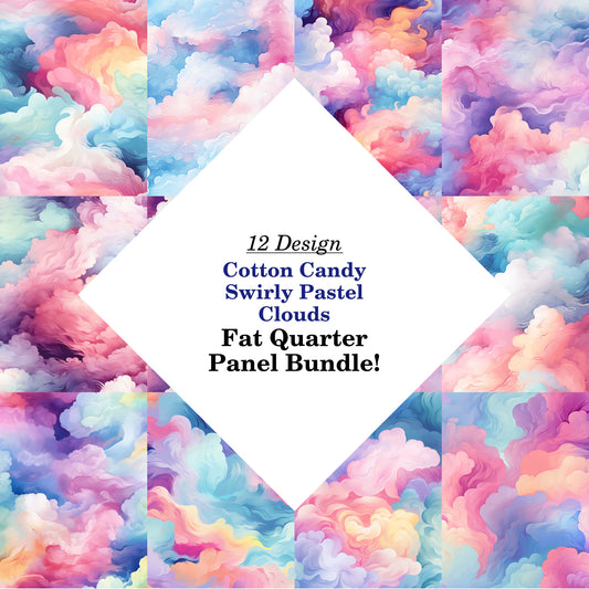Cotton Candy Swirly Pastel Clouds Fat Quarter Bundle