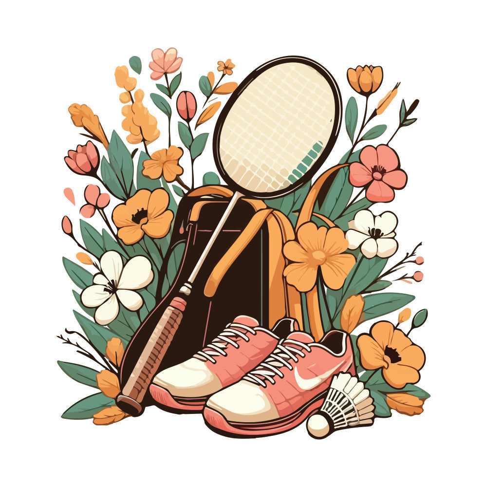 Watercolor-Badminton Fabric Panel 27