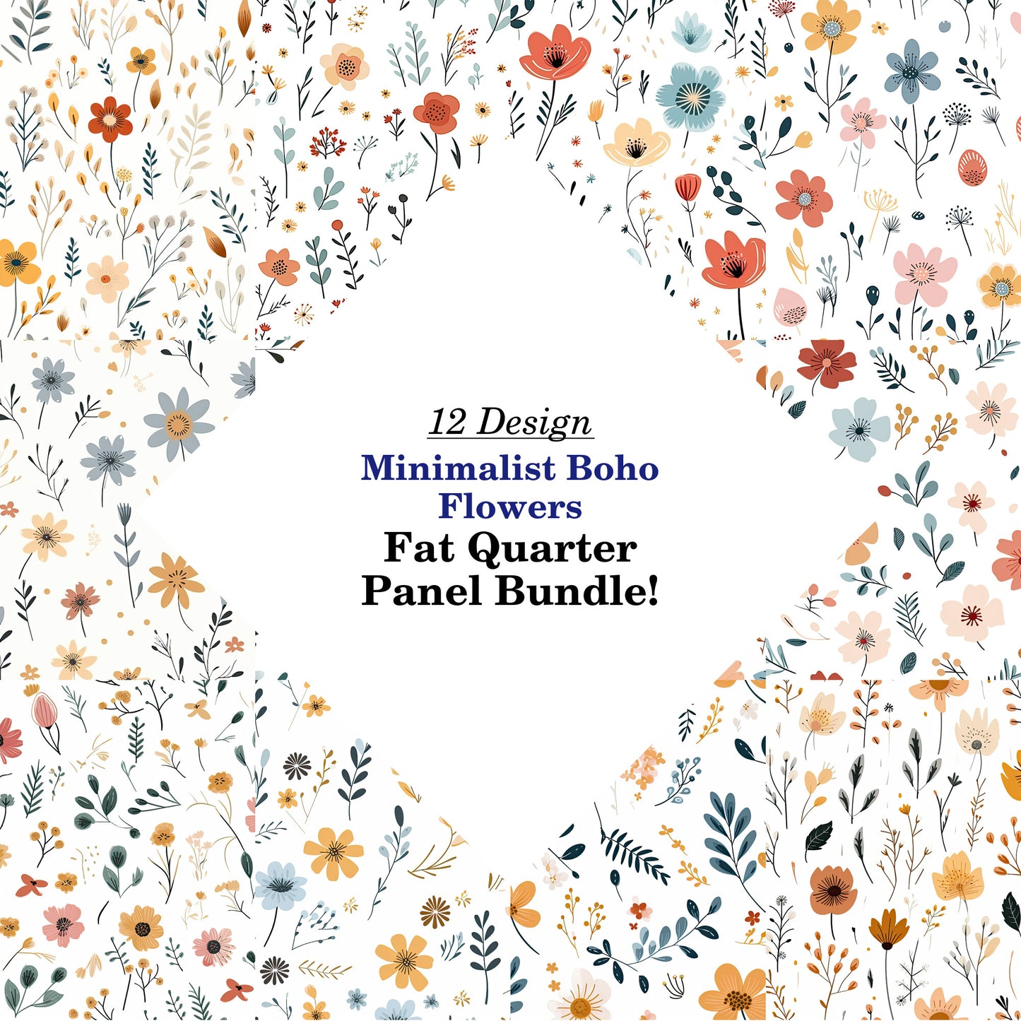 Minimalist Boho Flowers Fat Quarter Bundle
