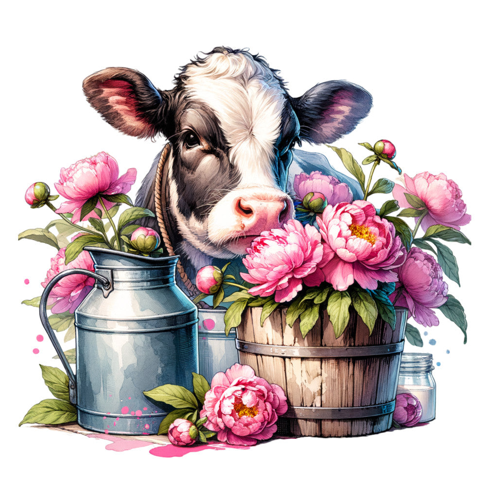 Floral Cows Fabric Panel 11