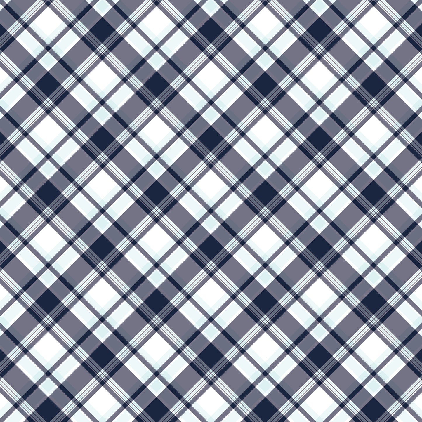 navy blue, white, gray, plaid pattern, diagonal checks, tartan design, geometric pattern, nautical theme, maritime style, quilting cotton, fabric panel, crosshatch lines, preppy aesthetic, sailing inspiration, coastal vibes, checkered motif, woven appearance, crisp lines, maritime fashion