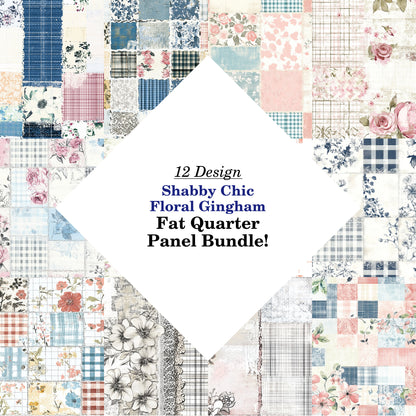 Shabby Chic Floral Gingham Fat Quarter Bundle
