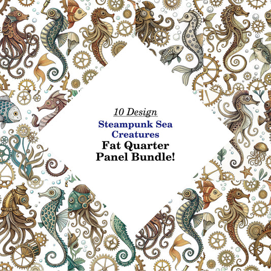 Steampunk Sea Creatures Fat Quarter Bundle