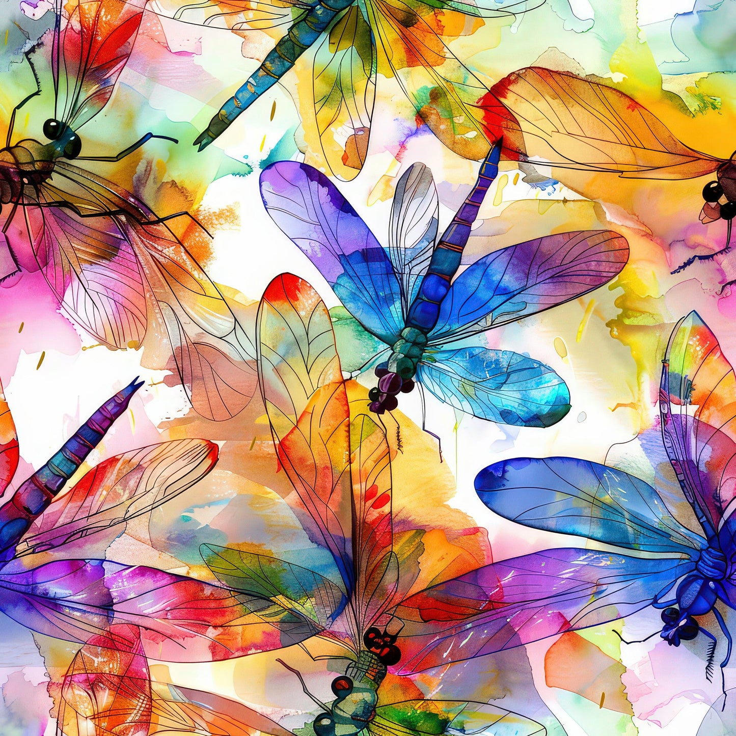 Daily Deal: Alcohol Ink Dragonfly Pattern 12 Quilting Cotton Fabric - 45" x 3 Yards"