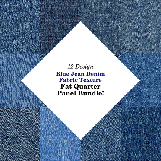 Blue Jean Denim Fabric Texture Fat Quarter Bundle