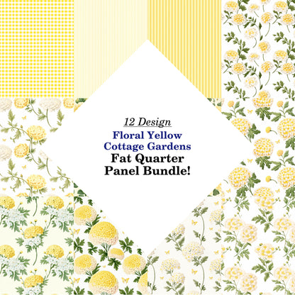 Floral Yellow Cottage Gardens Fat Quarter Bundle
