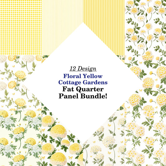 Floral Yellow Cottage Gardens Fat Quarter Bundle