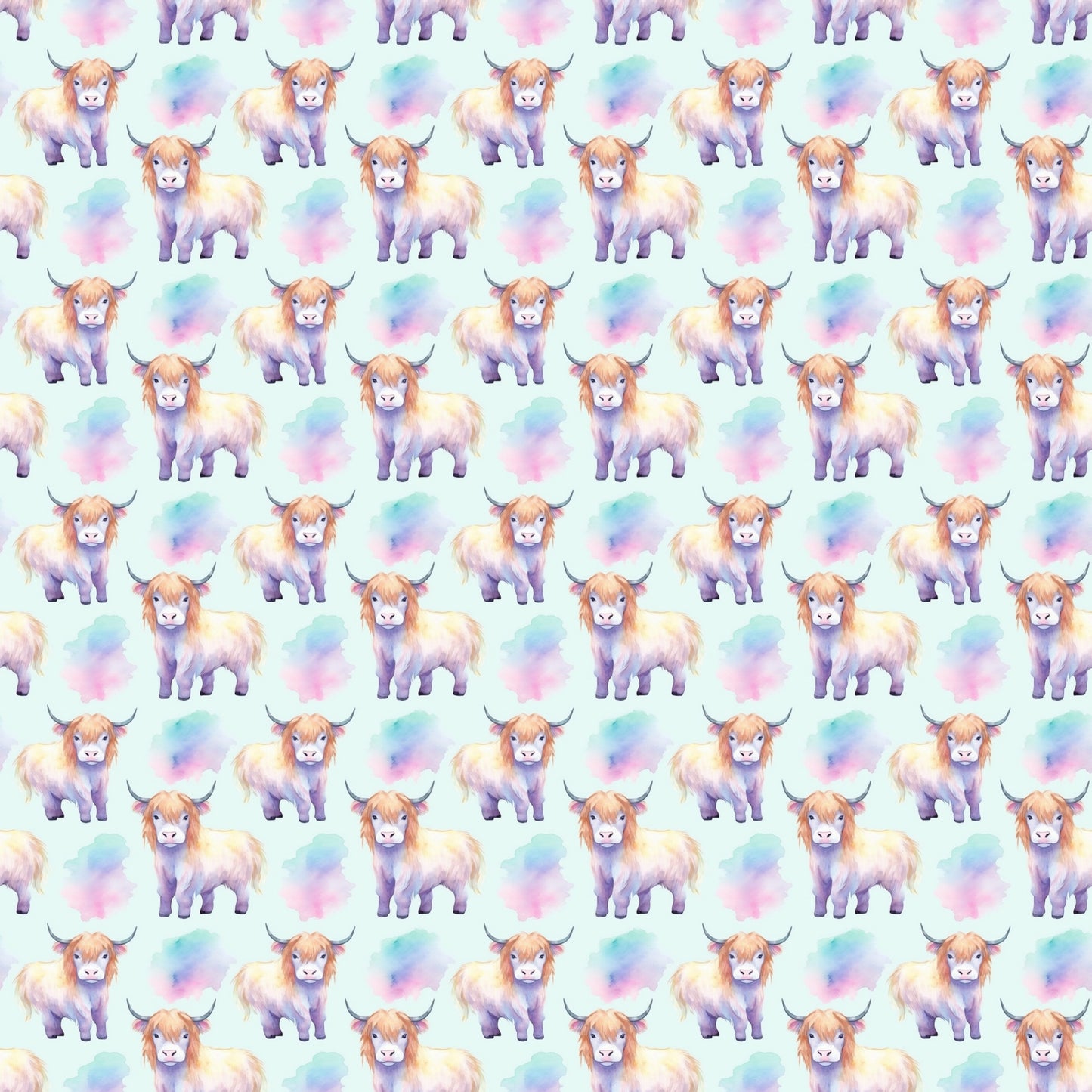 Funky Highland Cows Pattern 6 Quilting Cotton Fabric