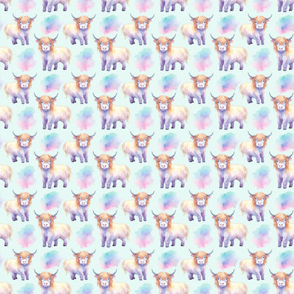 Funky Highland Cows Pattern 6 Quilting Cotton Fabric