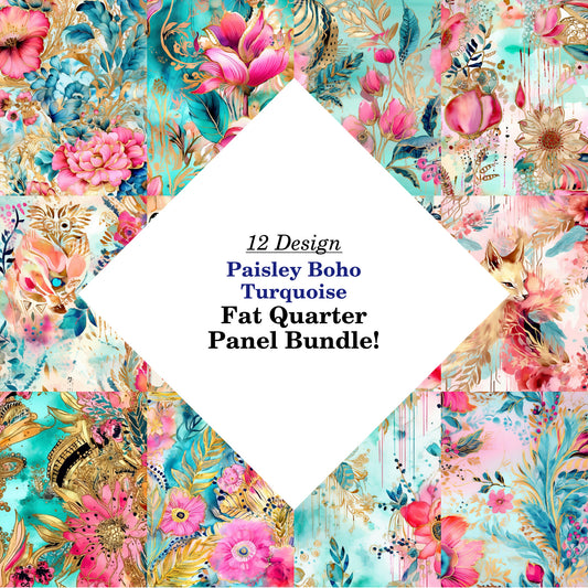 Paisley Boho Turquoise Fat Quarter Bundle