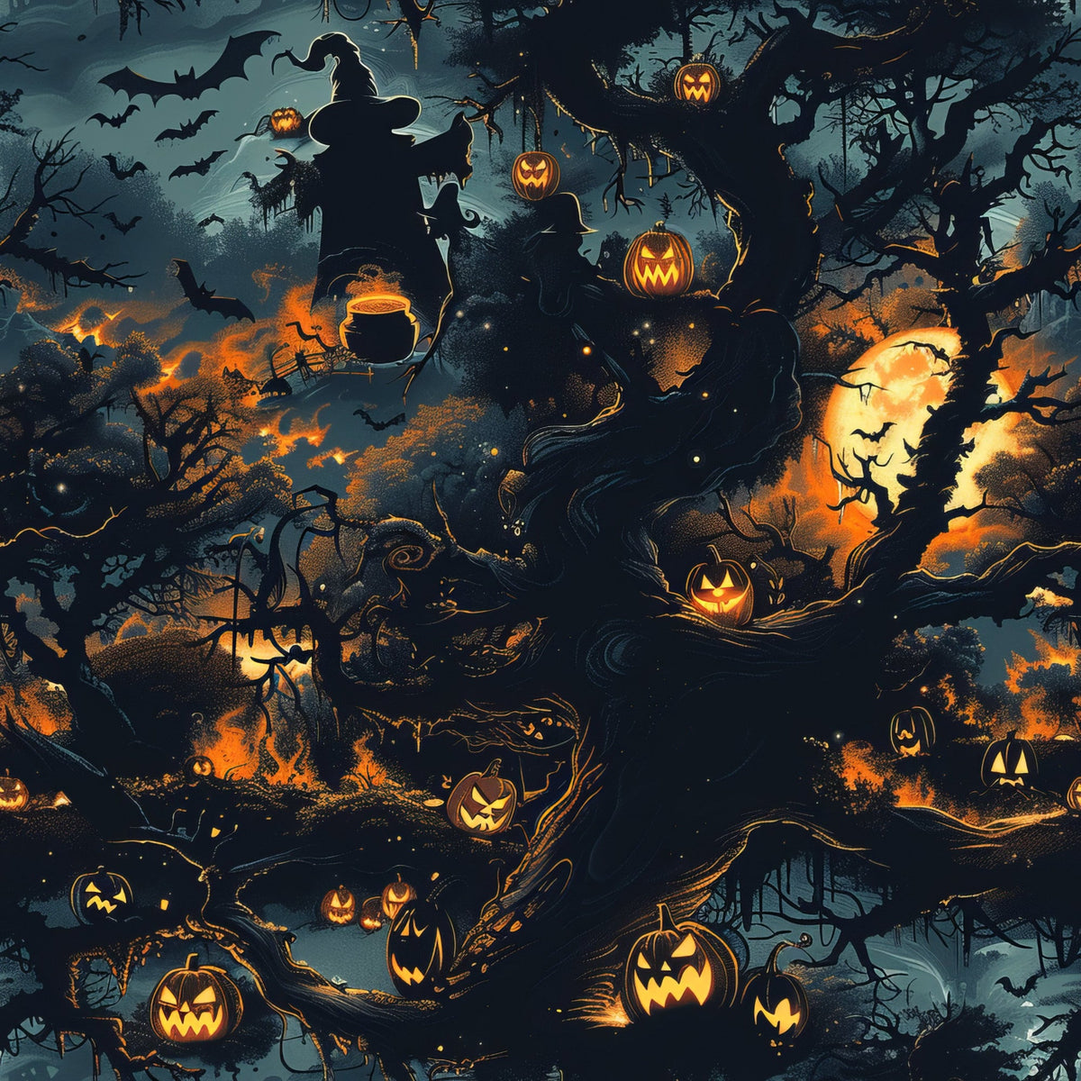 Daily Deal: Scary Forest Pattern 12 Quilting Cotton Fabric - 45" x 1 Yard"