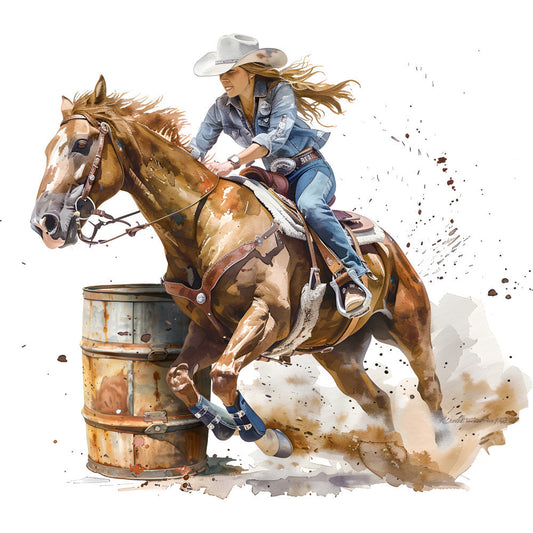 Cowgirls Barrel Racing Fabric Panel 6