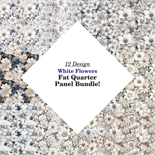 White Flowers Fat Quarter Bundle