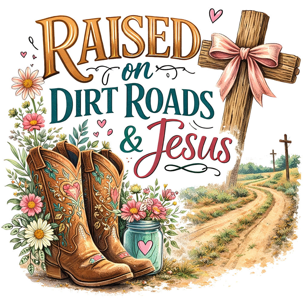 Raised on Dirt Roads and Jesus Fabric Panel 1