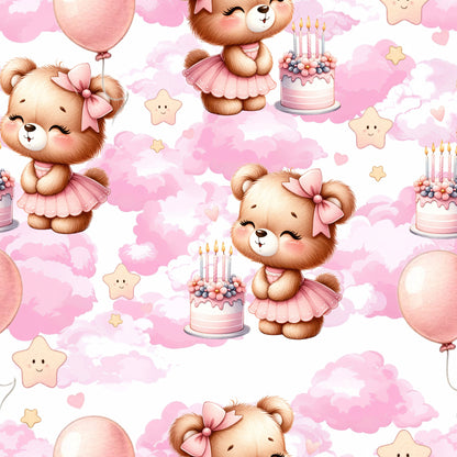 Pink Baby Teddy Bears Pattern 9 Quilting Cotton Fabric