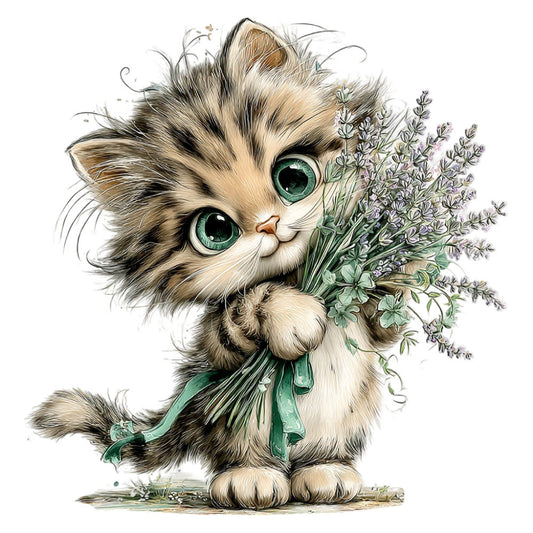 Whimsical Spring Cat Fabric Panel 28