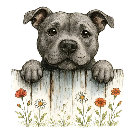 Puppies Peeking Over Fence Fabric Panel 12