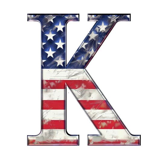Grunge American Flag Alphabet Fabric Panel 18