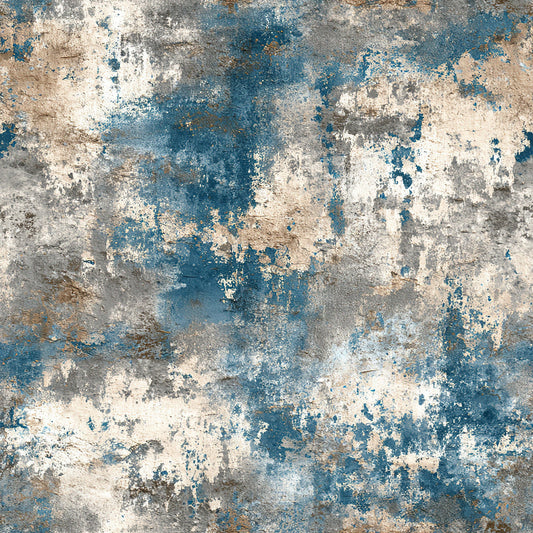 Daily Deal: Beige and Blue Grunge Pattern 12 Quilting Cotton Fabric - 45" x 1 Yard"