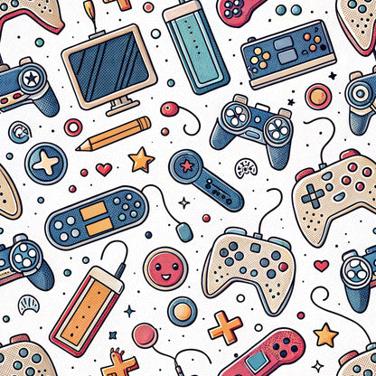 Modern Gamer Controllers Pattern 4 Quilting Cotton Fabric