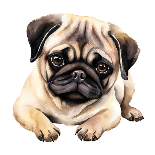Watercolor Pug Fabric Panel 31
