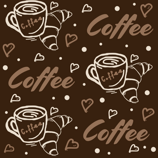 Daily Deal: Handdrawn Coffee Brown Pattern 4 Quilting Cotton Fabric - 45" x 2 Yards"