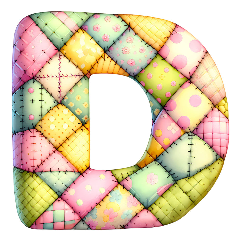 Pink Patchwork Alphabet Fabric Panel 40