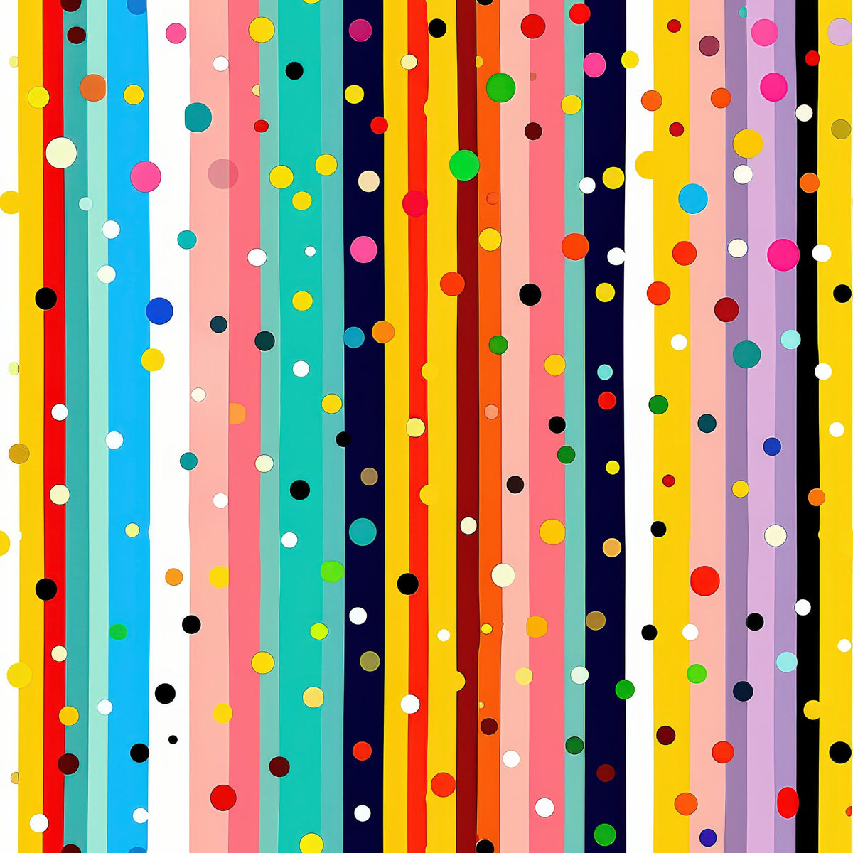 Daily Deal: Colorful Stripes and Dots Pattern 10 Quilting Cotton Fabric - 45" x 1 Yard"