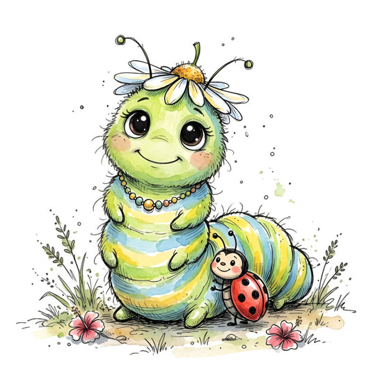 Summer Whimsical Caterpillar Fabric Panel 9