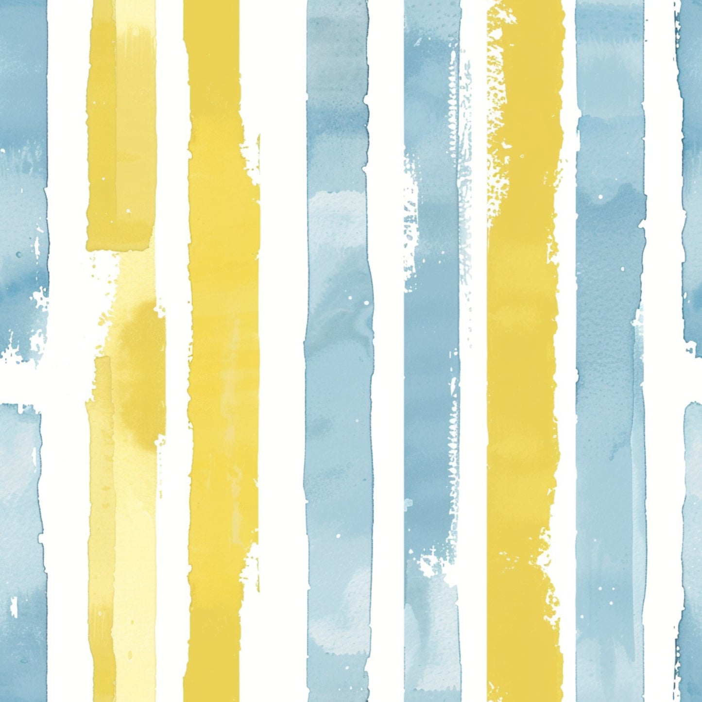 yellow stripes, blue stripes, watercolor brushstrokes, vertical bands, soft pastels, painted texture, alternating colors, distressed edges, quilting cotton, fabric panel, artistic stripes, hand-painted effect, nursery colors, gentle hues, textured brushwork, irregular edges, cotton fabric, quilting material