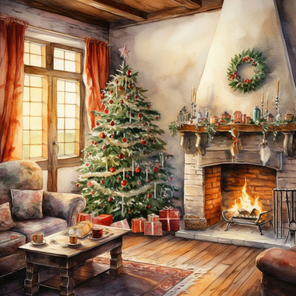 Santa Claus Christmas Scene Fabric Panel 6