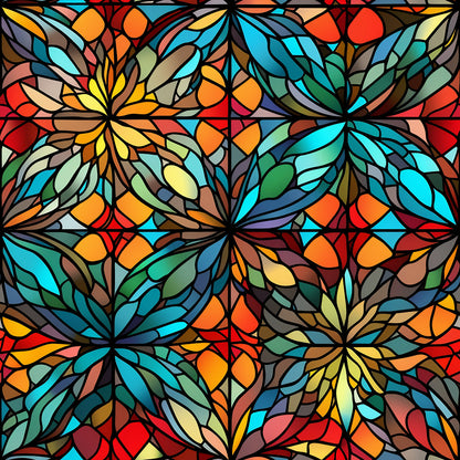 Stained Glass Christmas Pattern 21 Quilting Cotton Fabric