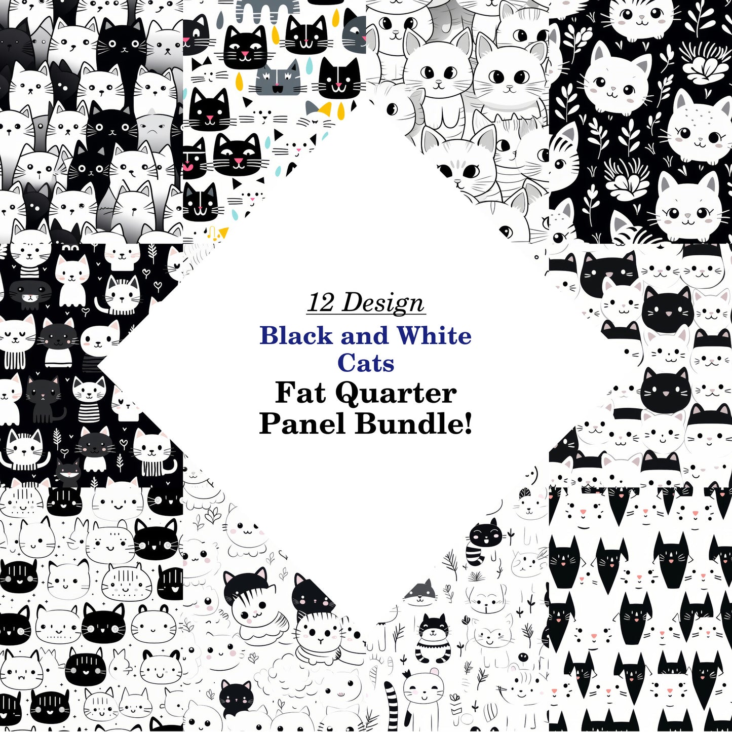 Black and White Cats Fat Quarter Bundle