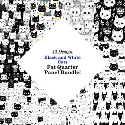Black and White Cats Fat Quarter Bundle