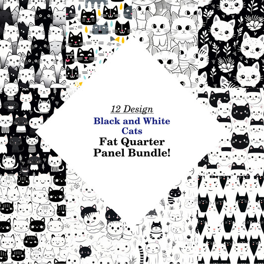 Black and White Cats Fat Quarter Bundle