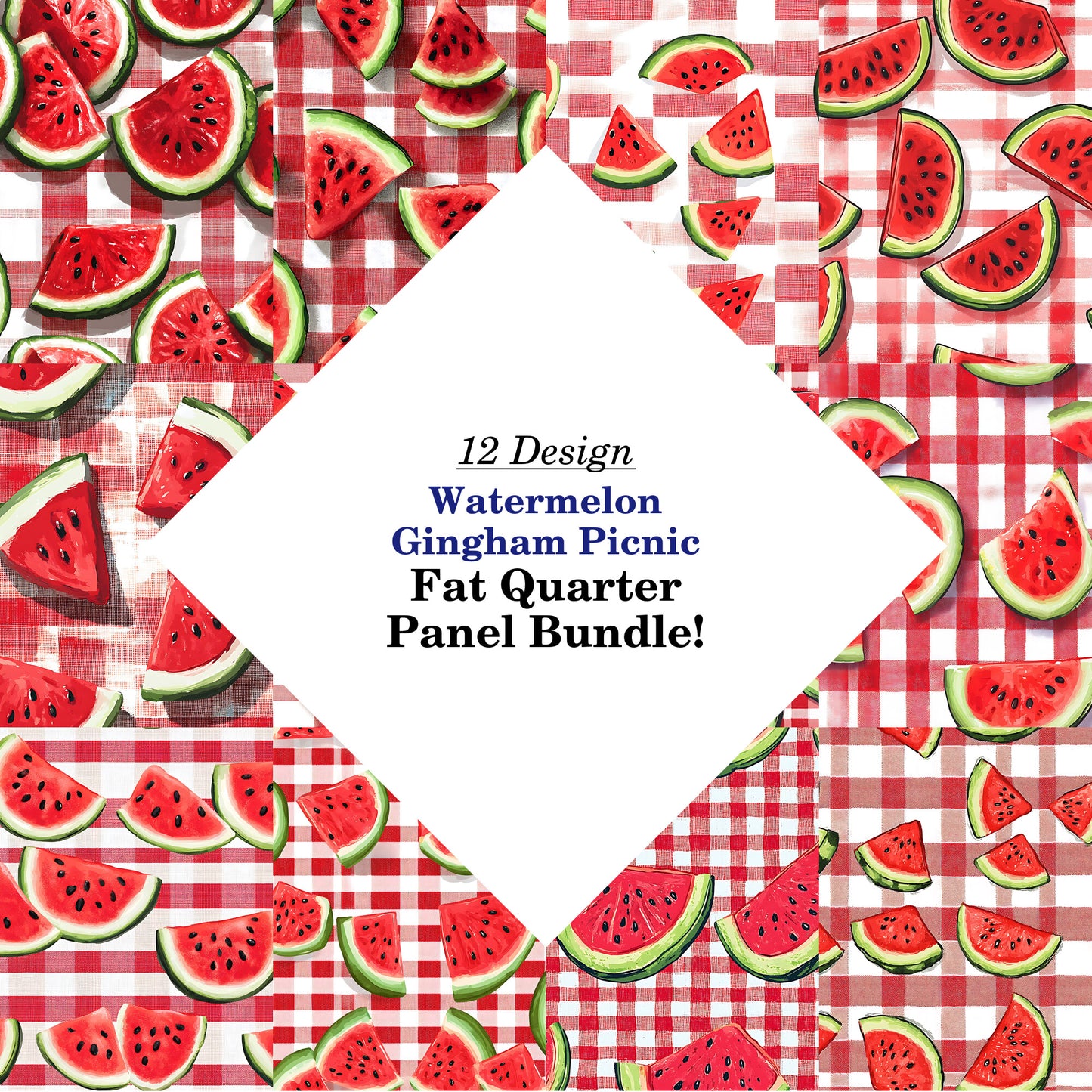 Watermelon Gingham Picnic Fat Quarter Bundle