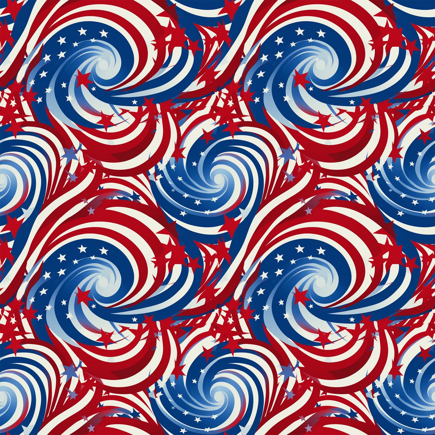 Daily Deal: USA Flag Swirls Pattern 6 Quilting Cotton Fabric - 45" x 1 Yard"