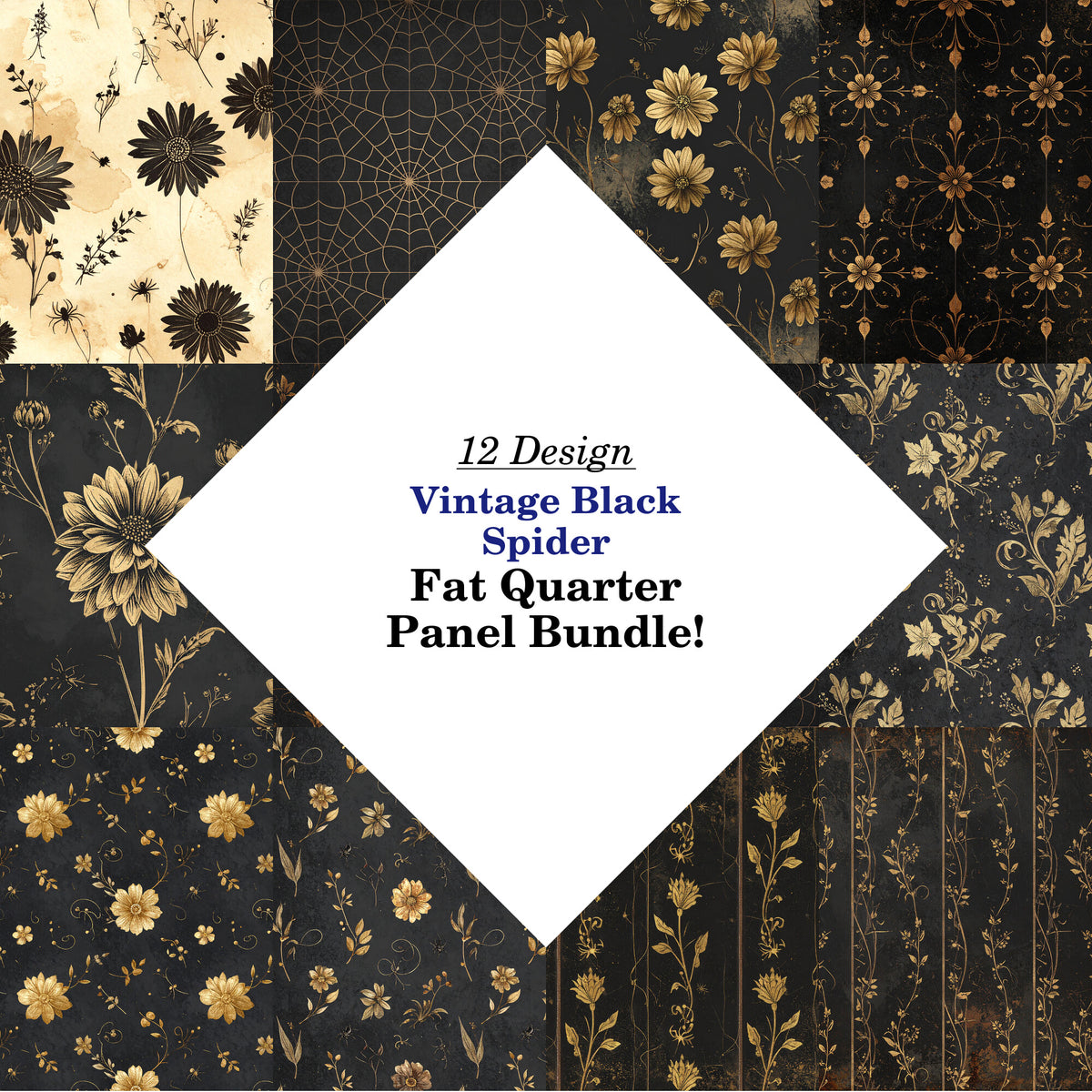 Vintage Black Spider Fat Quarter Bundle