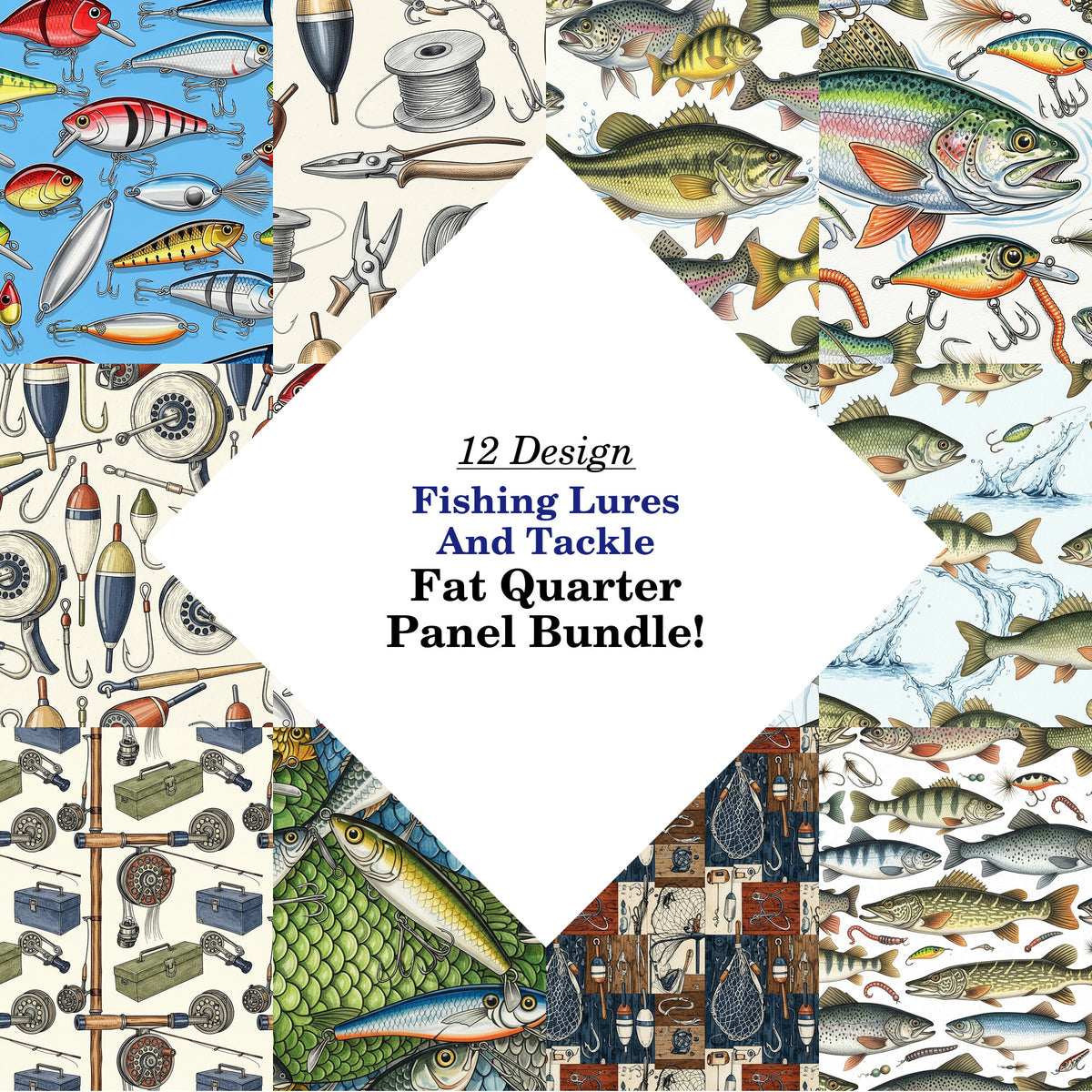Fishing Lures And Tackle Fat Quarter Bundle