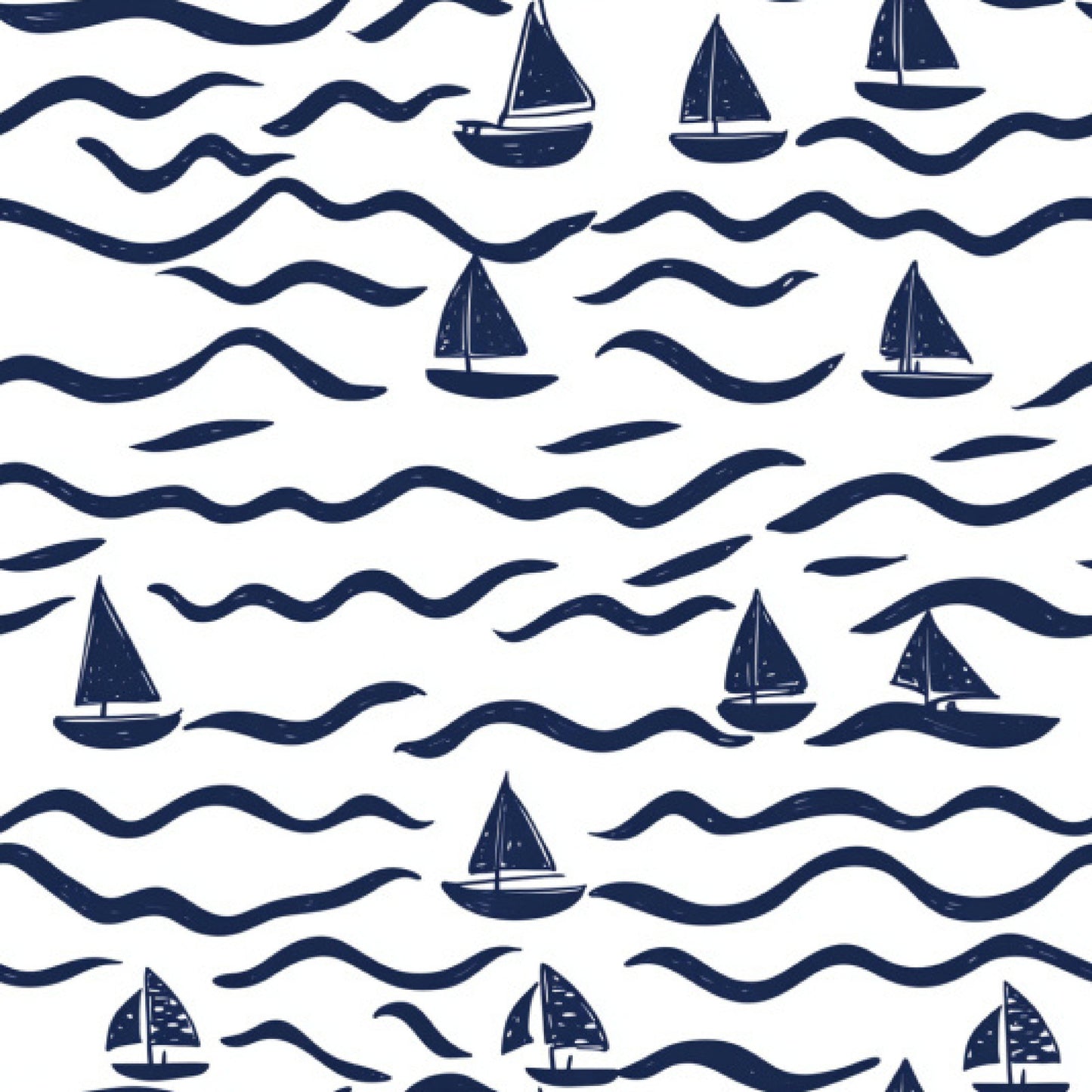 navy blue, white background, sailboats, waves, nautical pattern, ocean waves, sailing boats, maritime theme, repeating pattern, quilting cotton, fabric panel, water motifs, boat silhouettes, wave lines, sailing theme, nautical design, ocean pattern, boat pattern, blue and white, coastal design