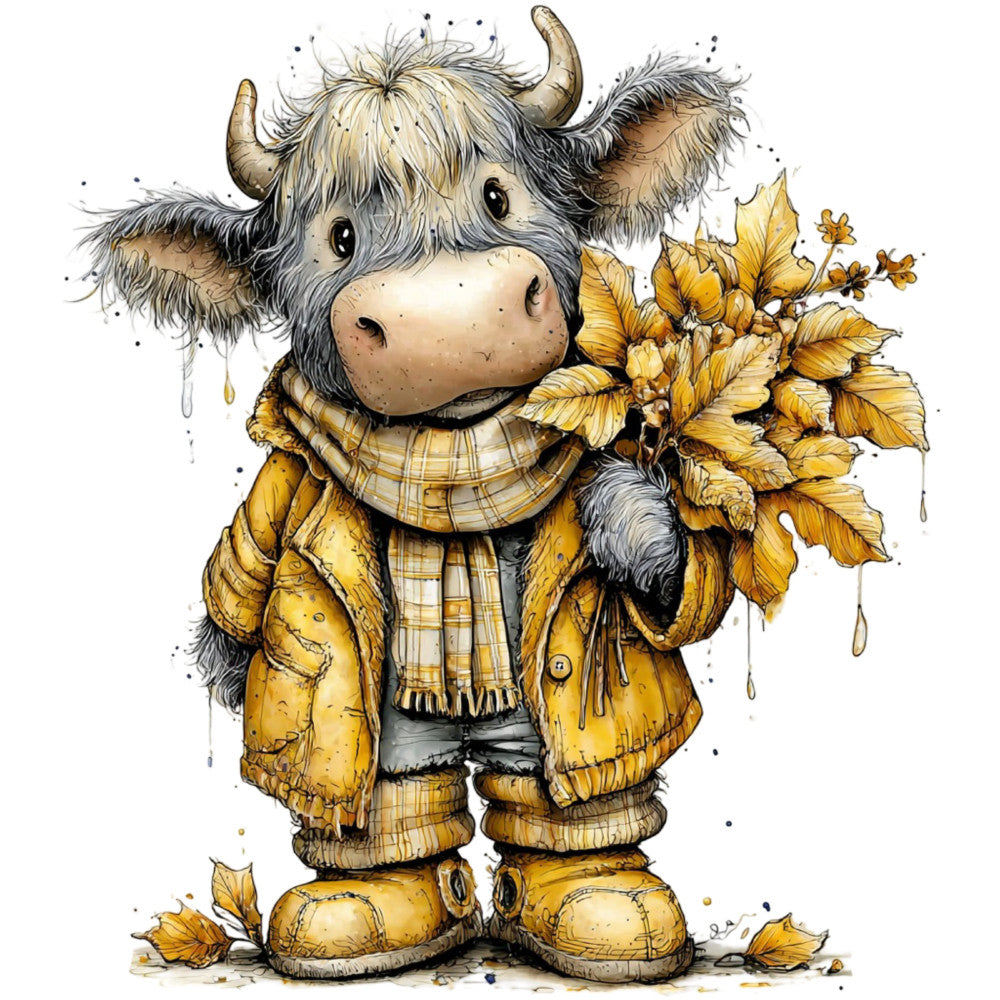 Yellow Highland Cow Fabric Panel 5