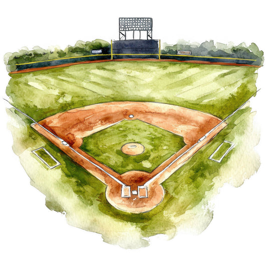 Watercolor Baseball Fabric Panel 16