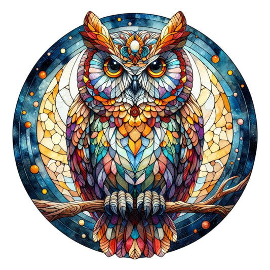 Stained Glass Owl Fabric Panel 13